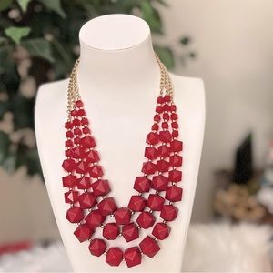Charming Charlie Red Cubed Spikes Necklace